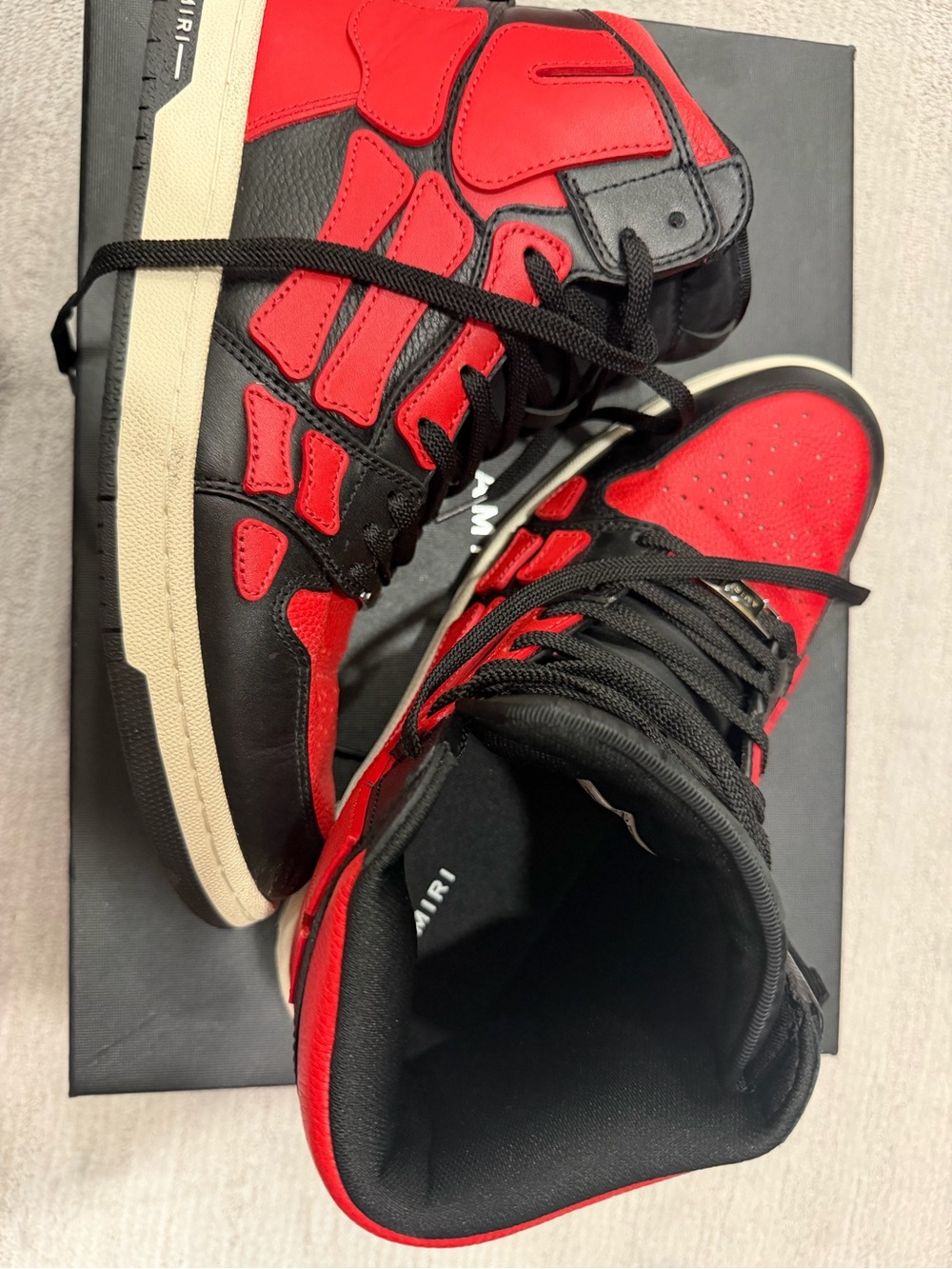 AMIRI Black and Red High-Top Sneakers with Contrast Trim